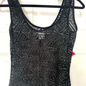 NWT black geometric cut outs midi length cover up